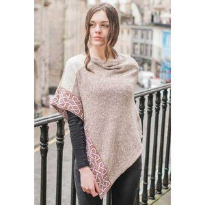 New Handknit Cape Poncho Silk Linen Mist Oat (Made in Scotland)